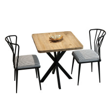 სასადილო მაგიდის და სკამების ნაკრები ფიჭვის ფაქტურით (FD-2CKTSSL7070-1001-2)